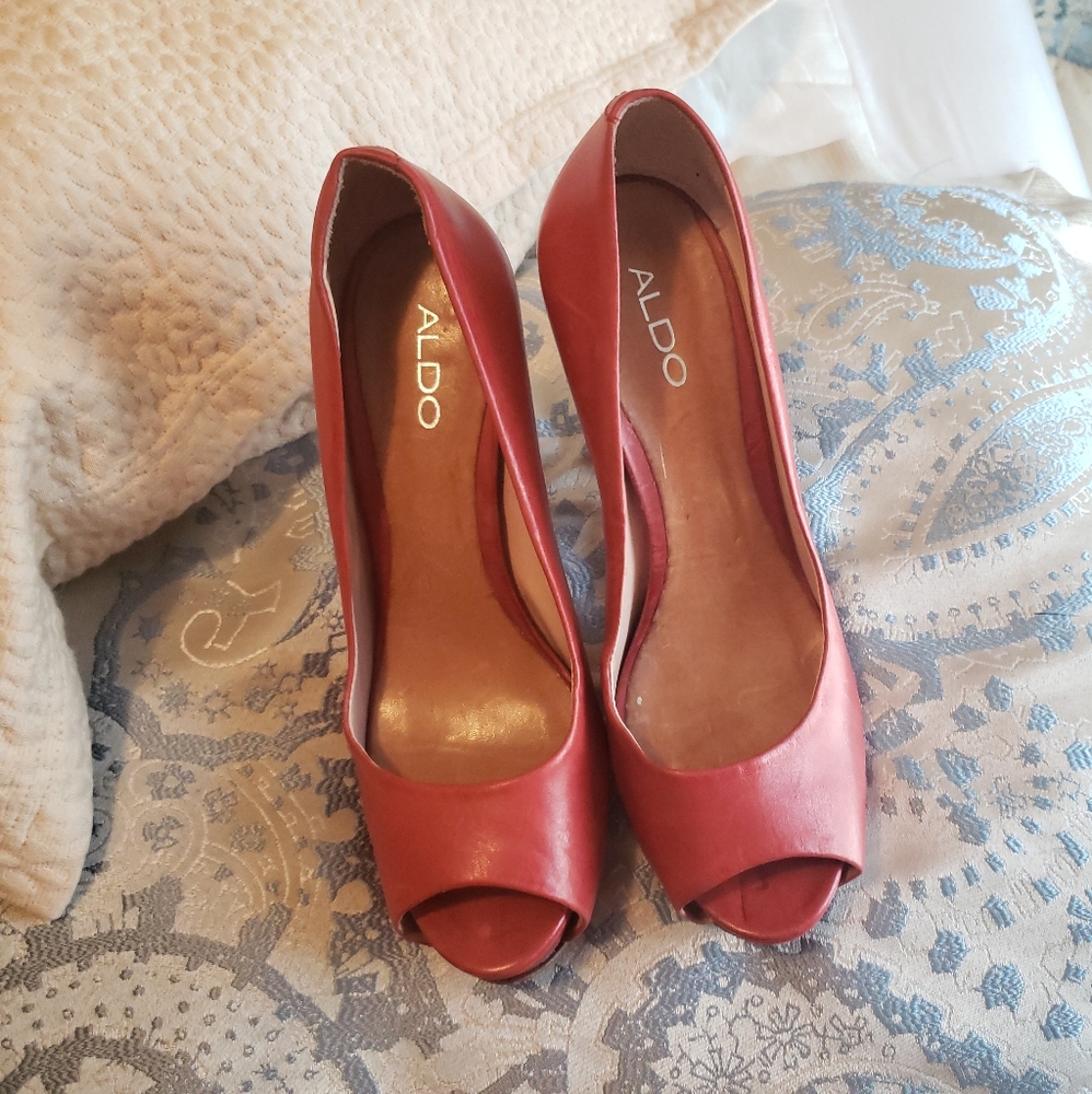 Red Aldo Leather Heels Size 11
